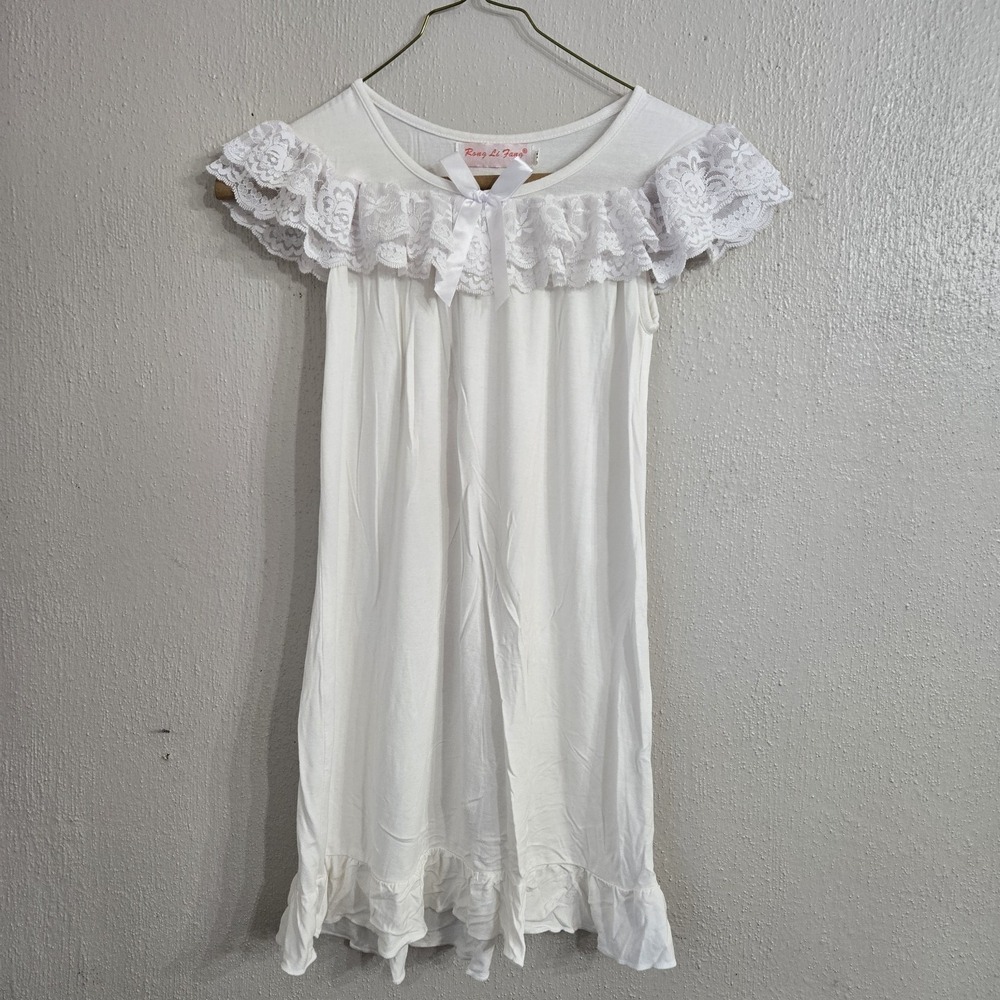 Rong Li Fang Fancy Ruffles Girls Night Gown 100 4T Pajamas Bows